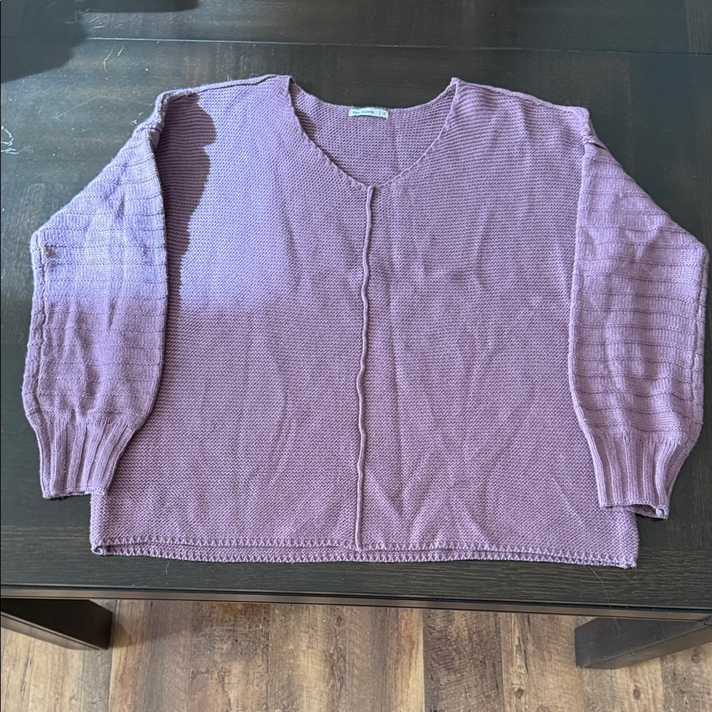 Pink Clover Mauve V-Neck Knit Sweater